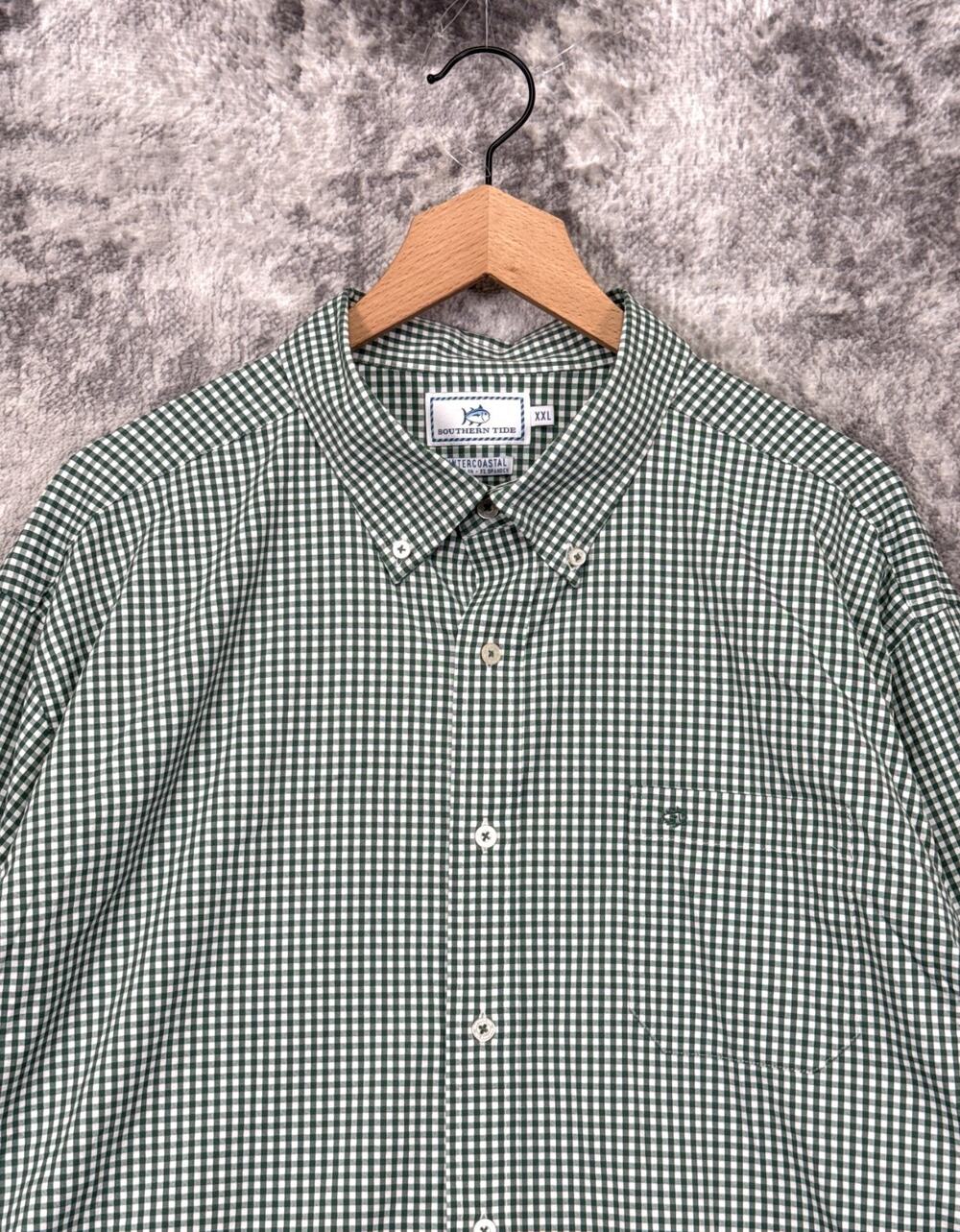 Southern Tide Intercoastal Shirt XXL Mens Green Gingham Check Long Sleeve
